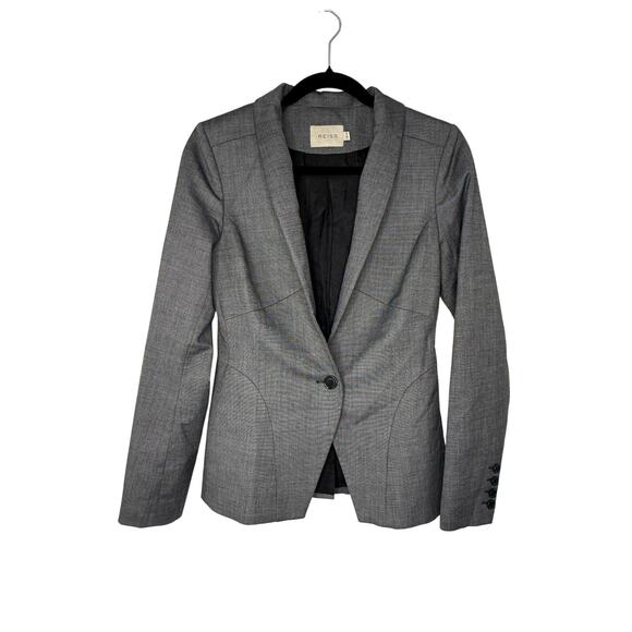REISS Grey Suit Blazer Women’s 6 Tailored Single Breasted Careerwear - Picture 1 of 11